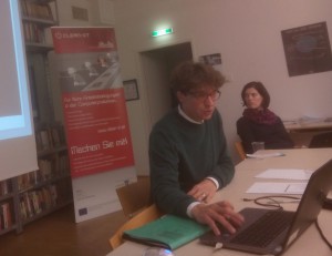 Peter Pawlicki beim JournalistInnen-Workshop am 28.11.2014 in Wien im C3. Foto: ISJE